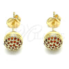 Arete Dormilona 02.156.0424.3 Oro Laminado, con Granate Micro Pave, Pulido, Tono Dorado