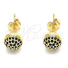Arete Dormilona 02.156.0424.4 Oro Laminado, con Negro Micro Pave, Pulido, Tono Dorado