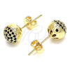 Arete Dormilona 02.156.0424.4 Oro Laminado, con Negro Micro Pave, Pulido, Tono Dorado
