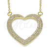 Collares con Dije 04.156.0285.20 Oro Laminado, Diseño de Corazón, con Blanca Micro Pave, Pulido, Tono Dorado (02 MM Thickness, 20 Inches Length)
