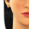 Arete Dormilona 02.156.0429 Oro Laminado, Diseño de Osito, con Blanca Micro Pave, Pulido, Tono Dorado