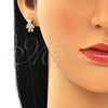 Arete Dormilona 02.156.0430 Oro Laminado, Diseño de Osito, con Blanca Micro Pave, Pulido, Tono Dorado