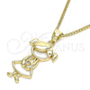 Collares con Dije 04.156.0295.20 Oro Laminado, Diseño de Niñita Pequeña, con Blanca Micro Pave, Pulido, Tono Dorado (02 MM Thickness, 20 Inches Length)