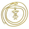 Collares con Dije 04.156.0295.20 Oro Laminado, Diseño de Niñita Pequeña, con Blanca Micro Pave, Pulido, Tono Dorado (02 MM Thickness, 20 Inches Length)