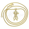 Collares con Dije 04.156.0296.20 Oro Laminado, Diseño de Niñito Pequeño, con Blanca Micro Pave, Pulido, Tono Dorado (02 MM Thickness, 20 Inches Length)