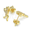 Arete Dormilona 02.199.0027 Oro Laminado, Diseño de Angel, con Blanca Micro Pave, Pulido, Tono Dorado