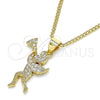 Collares con Dije 04.199.0034.20 Oro Laminado, Diseño de Angel, con Blanca Micro Pave, Pulido, Tono Dorado (02 MM Thickness, 20 Inches Length)