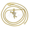 Collares con Dije 04.199.0034.20 Oro Laminado, Diseño de Angel, con Blanca Micro Pave, Pulido, Tono Dorado (02 MM Thickness, 20 Inches Length)