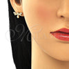 Arete Dormilona 02.156.0435 Oro Laminado, Diseño de Abeja, con Blanca Micro Pave, Pulido, Tono Dorado