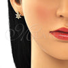 Arete Dormilona 02.156.0436 Oro Laminado, Diseño de Tortuga, con Granate Micro Pave, Pulido, Tono Dorado