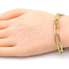 Pulsera Elegante 03.341.0082.08 Oro Laminado, Diseño de Paperclip, Pulido, Tono Dorado (07 MM Thickness, 8 Inches Length)