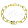 Pulsera Elegante 03.341.0082.08 Oro Laminado, Diseño de Paperclip, Pulido, Tono Dorado (07 MM Thickness, 8 Inches Length)