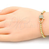 Pulsera Bolo Ajustable 03.341.0085.11 Oro Laminado, Diseño de Candado y Bola, con Blanca Micro Pave, Pulido, Tono Dorado (04 MM Thickness, 11 Inches Length)