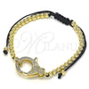 Pulsera Bolo Ajustable 03.341.0086.11 Oro Laminado, Diseño de Corazón y Bola, con Blanca Micro Pave, Pulido, Tono Dorado (04 MM Thickness, 11 Inches Length)