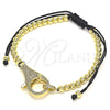 Pulsera Bolo Ajustable 03.341.0087.11 Oro Laminado, Diseño de Bola, con Blanca Micro Pave, Pulido, Tono Dorado (04 MM Thickness, 11 Inches Length)