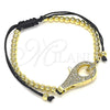 Pulsera Bolo Ajustable 03.341.0087.11 Oro Laminado, Diseño de Bola, con Blanca Micro Pave, Pulido, Tono Dorado (04 MM Thickness, 11 Inches Length)