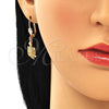 Arete Colgante 02.210.0392 Oro Laminado, Diseño de Tortuga, con Blanca Micro Pave, Pulido, Tono Dorado