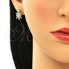 Arete Dormilona 02.345.0010.1 Oro Laminado, Diseño de Tortuga, con Blanca Zirconia Cubica, Pulido, Tono Dorado