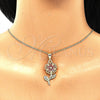 Collares con Dije 04.253.0015.20 Oro Laminado, Diseño de Flor, con Blanca Cristal, Esmaltado Rojo, Tono Dorado (02 MM Thickness, 20 Inches Length)