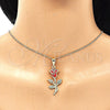 Collares con Dije 04.253.0016.20 Oro Laminado, Diseño de Flor, Esmaltado Rojo, Tono Dorado (02 MM Thickness, 20 Inches Length)