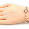 Pulsera Elegante 03.253.0056.1.07 Oro Laminado, Diseño de Guadalupe, con Granate Cristal, Pulido, Tres Tonos (04 MM Thickness, 7 Inches Length)