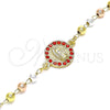 Pulsera Elegante 03.253.0056.1.07 Oro Laminado, Diseño de Guadalupe, con Granate Cristal, Pulido, Tres Tonos (04 MM Thickness, 7 Inches Length)
