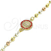 Pulsera Elegante 03.253.0062.1.07 Oro Laminado, Diseño de Guadalupe, con Granate Cristal, Pulido, Tres Tonos (04 MM Thickness, 7 Inches Length)