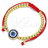 Pulsera Bolo Ajustable 03.341.0093.11 Oro Laminado, Diseño de Bola y Ojo Griego, con Blanca Micro Pave, Pulido, Tono Dorado (04 MM Thickness, 11 Inches Length)