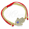 Pulsera Bolo Ajustable 03.341.0101.11 Oro Laminado, Diseño de Mano de Dios y Bola, con Blanca Micro Pave, Esmaltado Azul, Tono Dorado (04 MM Thickness, 11 Inches Length)