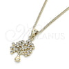 Collares con Dije 04.342.0020.20 Oro Laminado, Diseño de Ãrbol, con Blanca Micro Pave, Pulido, Tono Dorado (02 MM Thickness, 20 Inches Length)