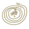 Collares con Dije 04.342.0020.20 Oro Laminado, Diseño de Ãrbol, con Blanca Micro Pave, Pulido, Tono Dorado (02 MM Thickness, 20 Inches Length)