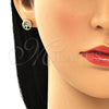 Arete Dormilona 02.342.0082 Oro Laminado, Diseño de Ãrbol, con Blanca Micro Pave, Pulido, Tono Dorado