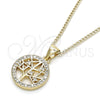 Collares con Dije 04.342.0023.20 Oro Laminado, Diseño de Ãrbol, con Blanca Micro Pave, Pulido, Tono Dorado (02 MM Thickness, 20 Inches Length)