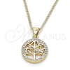 Collares con Dije 04.342.0023.20 Oro Laminado, Diseño de Ãrbol, con Blanca Micro Pave, Pulido, Tono Dorado (02 MM Thickness, 20 Inches Length)