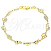 Pulsera Elegante 03.326.0016.07 Oro Laminado, Diseño de Elefante y Corazón, Pulido, Tono Dorado (06 MM Thickness, 7 Inches Length)