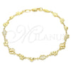 Tobillera Elegante 03.326.0016.10 Oro Laminado, Diseño de Elefante y Corazón, Pulido, Tono Dorado (06 MM Thickness, 10 Inches Length)
