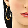 Argolla Grande 02.156.0460.50 Oro Laminado, con Blanca Micro Pave, Pulido, Tono Dorado