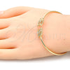 Pulsera Elegante 07.156.0069 Oro Laminado, Diseño de Búho, con Blanca Micro Pave, Pulido, Tono Dorado (02 MM Thickness, 58 Inches Length)