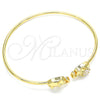 Aro Individual 07.156.0073 Oro Laminado, Diseño de Elefante, con Blanca Micro Pave, Pulido, Tono Dorado (02 MM Thickness, One size fits all)