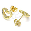 Arete Dormilona 02.342.0087 Oro Laminado, Diseño de Corazón y Cisne, con Blanca Micro Pave, Pulido, Tono Dorado