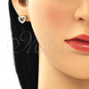 Arete Dormilona 02.342.0094 Oro Laminado, Diseño de Corazón, con Blanca Micro Pave, Pulido, Tono Dorado