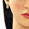 Arete Dormilona 02.210.0408 Oro Laminado, Diseño de Tortuga, con Blanca Micro Pave, Pulido, Tono Dorado