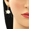 Arete Colgante 02.377.0024.1 Oro Laminado, Diseño de Estrella, con Blanca Micro Pave, Esmaltado Rosado, Tono Dorado