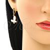 Arete Colgante 02.377.0025.1 Oro Laminado, Diseño de Mariposa, Esmaltado Rosado, Tono Dorado