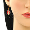 Arete Colgante 02.377.0026.1 Oro Laminado, Diseño de Virgen Maria, Esmaltado Rojo, Tono Dorado