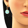 Arete Colgante 02.377.0027 Oro Laminado, Diseño de Ãrbol, Esmaltado Turquesa, Tono Dorado
