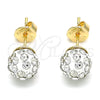 Arete Dormilona 02.63.2707.5 Oro Laminado, con Blanca Cristal, Pulido, Tono Dorado