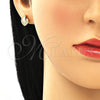 Arete Dormilona 02.342.0095 Oro Laminado, Diseño de Corazón, con Blanca Micro Pave, Pulido, Tono Dorado