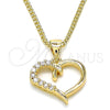 Collares con Dije 04.342.0027.20 Oro Laminado, Diseño de Corazón, con Blanca Micro Pave, Pulido, Tono Dorado (02 MM Thickness, 20 Inches Length)