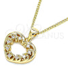 Collares con Dije 04.342.0042.20 Oro Laminado, Diseño de Corazón, con Blanca Micro Pave, Pulido, Tono Dorado (02 MM Thickness, 20 Inches Length)